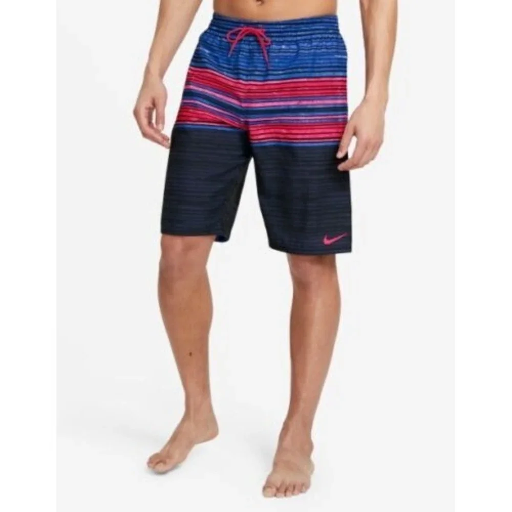 NWT MENS Nike SWIM‎ SHORTS~NAVY / STRIPES~SZ SMALL